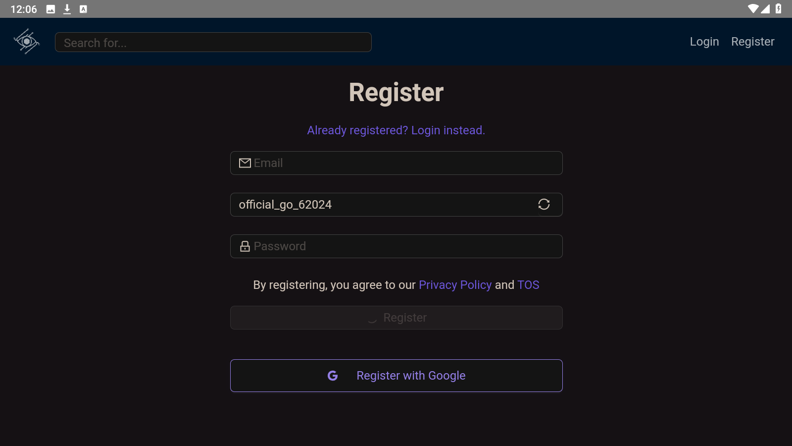 chub ai 截图：app-register-1600x900