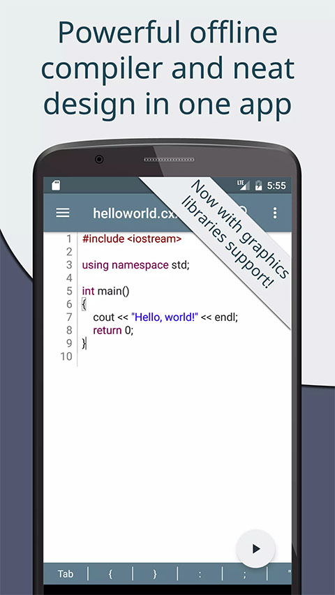 Cxxdroid 截图：shot-hello