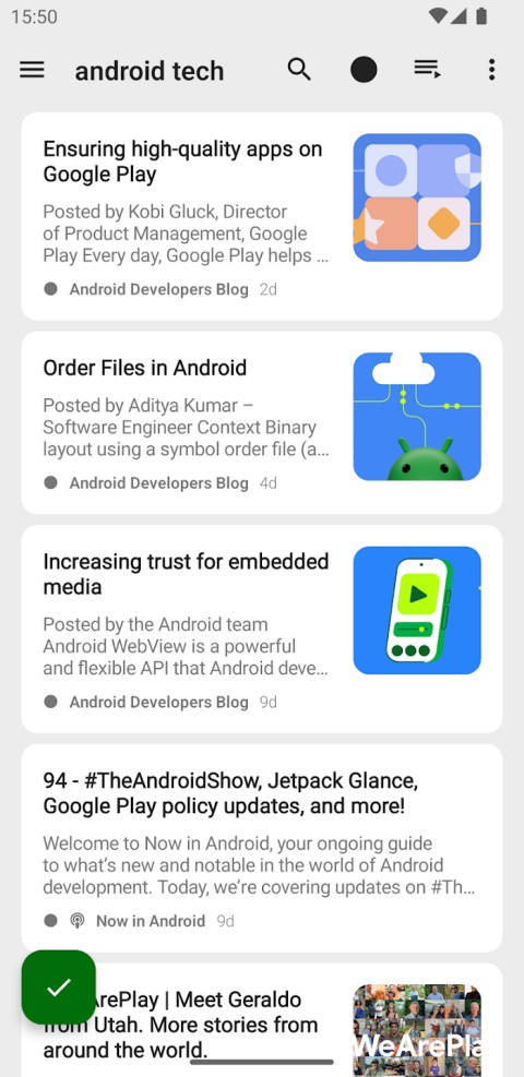 FeedMe 截图：feedme-list