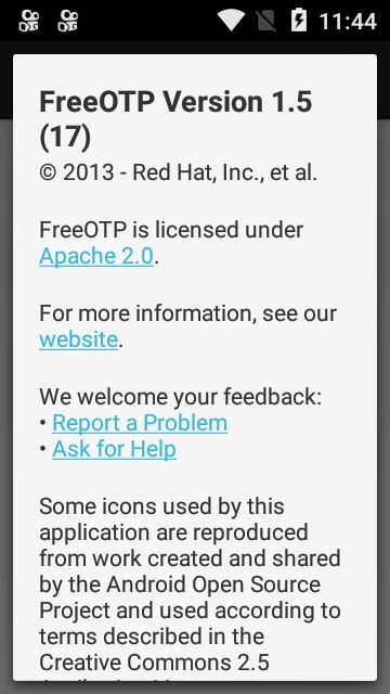 FreeOTP 截图：freeotp-about
