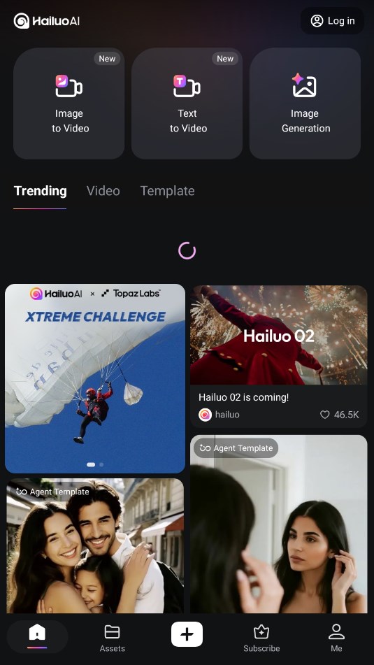 hailuo ai 截图：app-feed