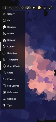 iArtbook 截图：shot-tool-menu