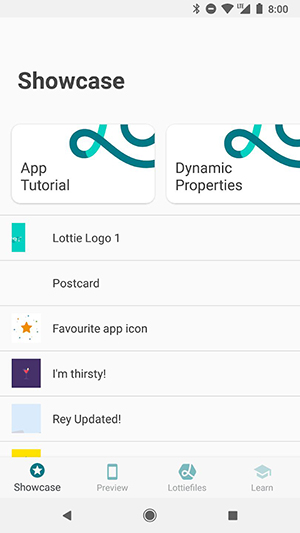 Lottie 截图：preview-list