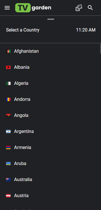 tv garden 截图：shot-countries